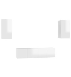 Ensemble de meubles TV 4 pcs Blanc brillant Aggloméré