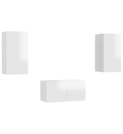 Ensemble de meubles TV 3 pcs Blanc brillant Aggloméré