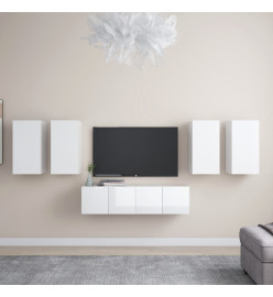 Ensemble de meuble TV 6 pcs Blanc brillant Aggloméré