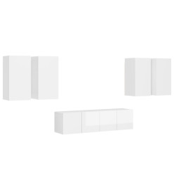 Ensemble de meuble TV 6 pcs Blanc brillant Aggloméré