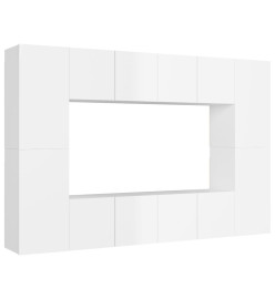 Ensemble de meubles TV 8 pcs Blanc brillant Aggloméré