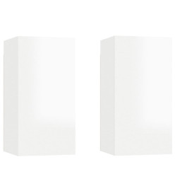 Meubles TV 2 pcs Blanc brillant 30,5x30x60 cm Aggloméré