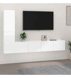 Ensemble de meubles TV 4 pcs Blanc brillant Bois d'ingénierie