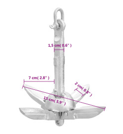 Ancre pliante argenté 0,7 kg fer malléable