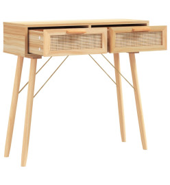 Table console Marron 80x30x75 cm Bois massif pin /rotin naturel