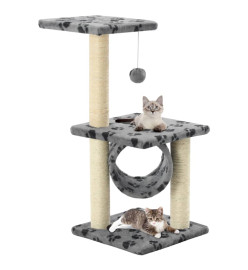 Arbre à chat avec griffoirs en sisal 65 cm Gris Motif de pattes