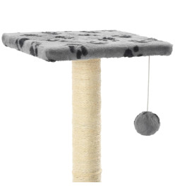 Arbre à chat avec griffoirs en sisal 65 cm Gris Motif de pattes