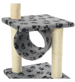 Arbre à chat avec griffoirs en sisal 65 cm Gris Motif de pattes