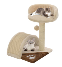 Arbre à chat avec griffoir en sisal 40 cm Beige et Marron