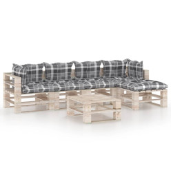 Salon palette de jardin 6 pcs avec coussins bois de pin