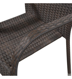 Chaises empilables d'extérieur 2 pcs Résine tressée Marron