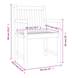 Chaises de jardin lot de 8 56x55,5x90 bois massif d'acacia