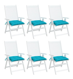 Coussins de chaise 6 pcs turquoise 40x40x7 cm tissu