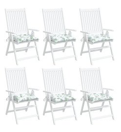 Coussins de chaise 6 pcs à motif de feuilles 40x40x7 cm tissu