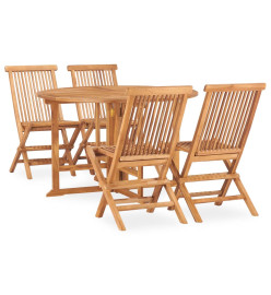 Mobilier à dîner d'extérieur pliable 5 pcs Bois solide de teck