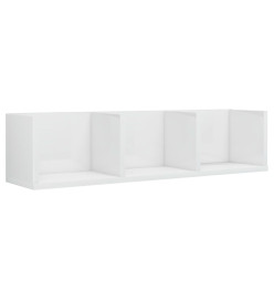 Étagère murale à CD Blanc brillant 75x18x18 cm Aggloméré