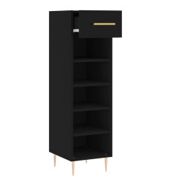 Armoire à chaussures noir 30x35x105 cm bois d'ingénierie