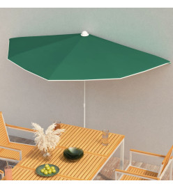 Demi-parasol de jardin avec mât 180x90 cm Vert