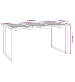 Table de jardin et pieds en forme de U 160x80x75 cm bois acacia