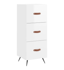 Buffet haut Blanc brillant 34,5x34x180 cm Bois d'ingénierie