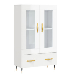 Buffet haut blanc brillant 69,5x31x115 cm bois d'ingénierie