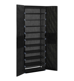 Armoire à chaussures Noir 60x30x166 cm Tissu