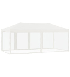 Tente de réception pliable avec parois Blanc 3x6 m