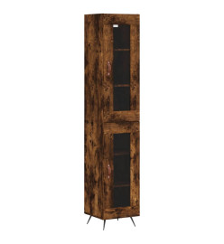 Buffet haut Chêne fumé 34,5x34x180 cm Bois d'ingénierie