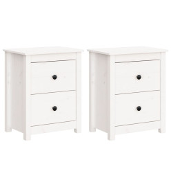 Tables de chevet 2 pcs Blanc 50x35x61,5 cm Bois de pin massif