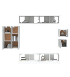 Ensemble de meubles TV 8 pcs Blanc Bois d'ingénierie