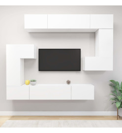 Ensemble de meuble TV 8 pcs Blanc Aggloméré