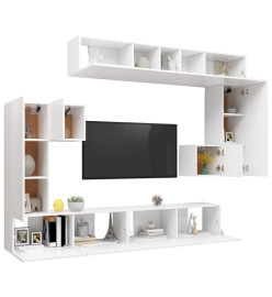 Ensemble de meuble TV 8 pcs Blanc Aggloméré