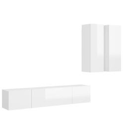 Ensemble de meubles TV 4 pcs Blanc brillant Aggloméré