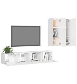 Ensemble de meubles TV 4 pcs Blanc brillant Aggloméré