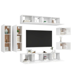 Ensemble de meuble TV 8 pcs Blanc brillant Aggloméré