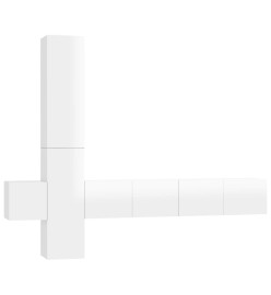 Ensemble de meubles TV 5 pcs Blanc brillant Aggloméré