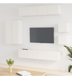 Ensemble de meubles TV 8 pcs Blanc brillant Bois d'ingénierie