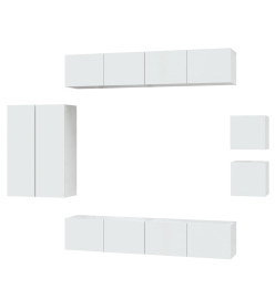 Ensemble de meubles TV 8 pcs Blanc brillant Bois d'ingénierie