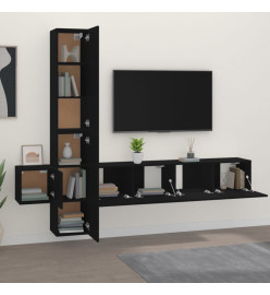 Ensemble de meubles TV 5 pcs Noir Bois d'ingénierie