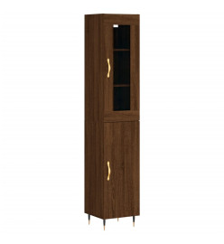 Buffet haut Chêne marron 34,5x34x180 cm Bois d'ingénierie