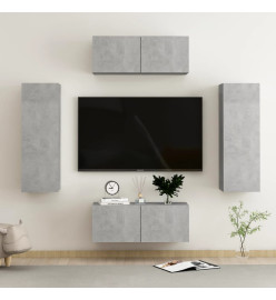 Ensemble de meubles TV 4 pcs Gris béton Aggloméré