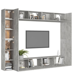 Ensemble de meubles TV 8 pcs Gris béton Aggloméré