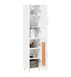 Buffet haut Blanc brillant 34,5x34x180 cm Bois d'ingénierie