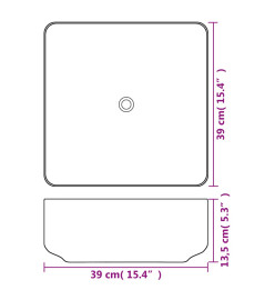 Lavabo carré Céramique Blanc 39x39x13,5 cm