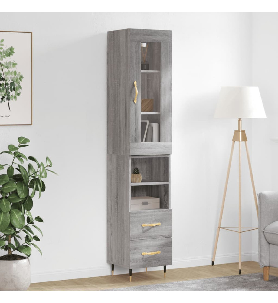 Buffet haut Sonoma gris 34,5x34x180 cm Bois d'ingénierie