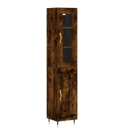 Buffet haut Chêne fumé 34,5x34x180 cm Bois d'ingénierie