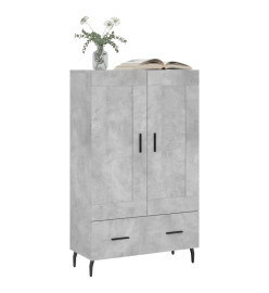 Buffet haut gris béton 69,5x31x115 cm bois d'ingénierie