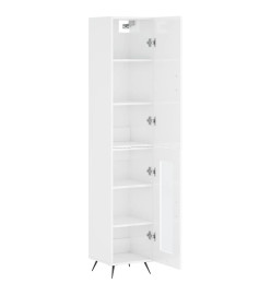 Buffet haut Blanc brillant 34,5x34x180 cm Bois d'ingénierie