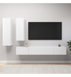 Ensemble de meuble TV 4 pcs Blanc Aggloméré