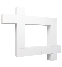 Ensemble de meuble TV 9 pcs Blanc Aggloméré